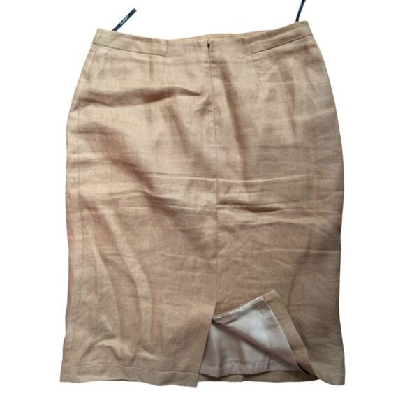 Planet 💯 Linen Tan Knee Length Pencil Skirt Size 6 Medium - Picture 2 of 6